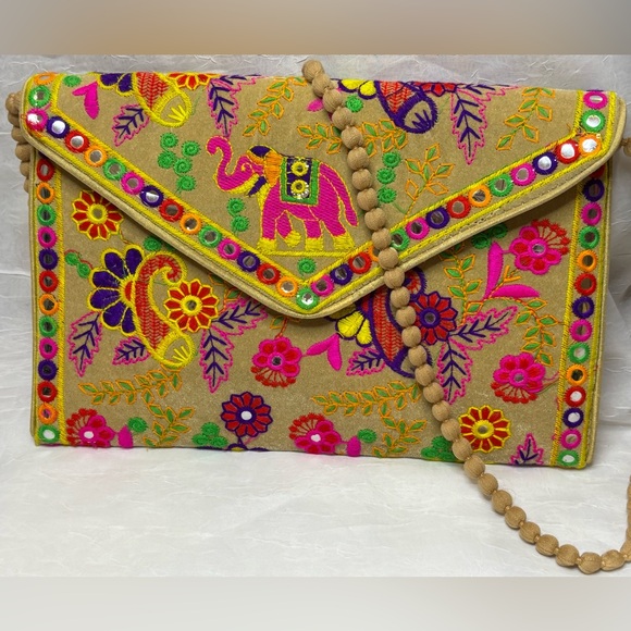 Handbags - Traditional Rajasthani Embroidered Elephant artwork Handbag